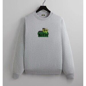 Kith Gray Crewneck Sweatshirt with Green Logo Graphic